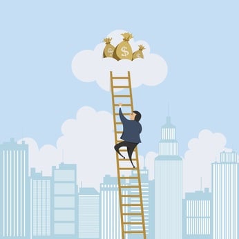 a many climbing the money ladder to success-passion or paycheck