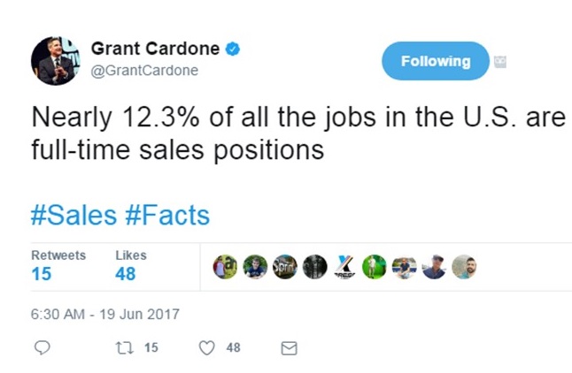 Grant Cardone Sales Tweet